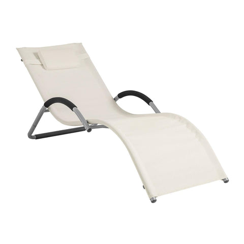 SoBuy Fotel relax Leżak plażowy ogrodowy Biały OGS38-W