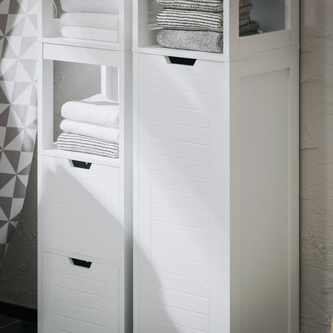Wysoka szafka łazienkowa z koszem na pranie półki z szuflad kuchni BZR123-W