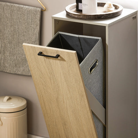 szafka łazienkowa z koszem na pranie drzwi szary BZR132-NG