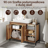 SoBuy BZR63-L-PF, Szafka pod umywalkę, szerokość 90 cm, szafka łazienkowa z wycięciem w kształcie litery U, szafka pod umywalkę z drzwiami i otwartym regałem, szafka pod umywalkę, drewno i metal, w stylu