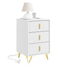 SoBuy FBT115-L-E-W, Stolik nocny z ładowarką, szafka nocna z 2 gniazdkami, USB i Type-C, stolik pomocniczy do sypialni i salonu, biały, 40 x 40 x 63,5 cm