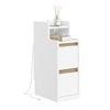 SoBuy FBT178-E-WN, wąski stolik nocny z funkcją ładowania i dotykową lampą, 22×34×60,5 | 22 cm z USB i Type-C, ściemnialna listwa LED, kabel USB 1,8 m, listwa przypodłogowa i zabezpieczenie