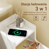 SoBuy FBT178-E-WN, wąski stolik nocny z funkcją ładowania i dotykową lampą, 22×34×60,5 | 22 cm z USB i Type-C, ściemnialna listwa LED, kabel USB 1,8 m, listwa przypodłogowa i zabezpieczenie