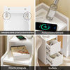 SoBuy FBT178-E-WN, wąski stolik nocny z funkcją ładowania i dotykową lampą, 22×34×60,5 | 22 cm z USB i Type-C, ściemnialna listwa LED, kabel USB 1,8 m, listwa przypodłogowa i zabezpieczenie