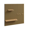 SoBuy FHK40-N Półka Ścienna Lamele Dąb z 2 Półkami i 3 Haczykami, Naturalny, 120×19×120 cm