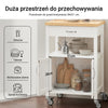 SoBuy FKW22-WN Biały Wózek Kuchenny na Kółkach z Blatem z Drewna Kauczukowego, Szufladą i Szafką – 60×45×92 cm, Nośność 45 kg