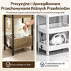SoBuy FRG226-H-F szafka łazienkowa z 4 stabilnymi półkami – wąska szafka wnękowa przemysłowa wąska szafka łazienkowa regał stojący regał wnękowy 20 cm szerokości mały regał łazienkowy, drewno, metal