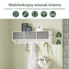 SoBuy FRG282-W Biały Ścienny Wieszak na Ubrania z 5 Haczykami i 3 Materiałowymi Koszami – 100×20×30 cm, FSC®