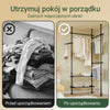 SoBuy FRG34-II-SCH Teleskopowy Wieszak na Ubrania, Wytrzymały Stojak na Ubrania, Regulowana Otwarte Szafa z Drążkami i Półkami do Sypialni, Garderoby, Czarna