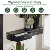 SoBuy FRG43-SCH Szara Wisząca Półka Ścienna z 2 Szufladami i Ogranicznikami – 64×15×10 cm, Nośność 10 kg, MDF