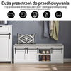 SoBuy FSR133-W Biała Ławka na Buty z 3 Przesuwnymi Drzwiami i Miękką Poduszką – 120×35×45 cm, Nośność 200 kg, MDF E1