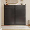 SoBuy FSR169-SCH, Meuble Chaussures avec 4 Abattants et 2 Tiroirs, Grande Capacité de Rangement, Armoire à Chaussures Étroite pour Entrée et Couloir, Idéal Petits Espaces, Noir, 98x19x95 cm