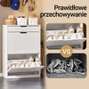 SoBuy FSR180-W Biała Wąska Szafka na Buty z 2 Uchylnymi Drzwiami, Szufladą i Regulowaną Półką – 60×30×90 cm, 8 Par, PB E1