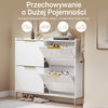 SoBuy FSR206-GW Biała Szafka na Buty z 4 Klapami i Złotymi Uchwytami – 100×19×90 cm, MDF E1, Przedpokój