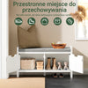 SoBuy FSR63-II-W Biała Ławka na Buty z Tapicerowanym Siedziskiem i 2 Drzwiami – 91×30×50 cm, Nośność 120 kg, MDF E1