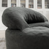 SoBuy | Nowoczesny fotel wypoczynkowy sztruksowy z pufą | Fotel kokon z podnóżkiem do salonu | 110×125×65 cm | Nośność 113 kg | FST100-DG