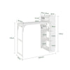 SoBuy | Wyspa kuchenna rozkładana wolnostojąca | Barek kuchenny z regałem i blatem 120 cm | Szafka kuchenna biała laminowana | 65.3×199.5×120 cm | Nośność 69 kg | FWT115-W