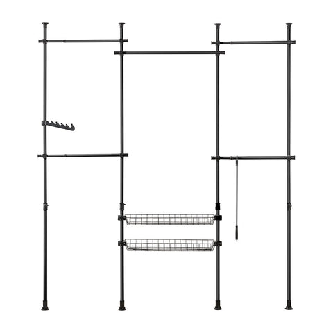 Garderoba z 4 drążkami teleskopowymi i 2 koszami KLS04-SCH