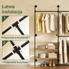 SoBuy KLS19-SCH, ścienny wieszak na ubrania z 4 drążkami + 4 półki MDF, otwarta szafa, nośność 120 kg do sypialni, 265x48x220 cm, industrialny czarny
