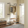 SoBuy KLS20-SCH, Kompaktowy Wieszak Ścienny z 2 Półkami MDF, Wieszak na Ubrania do Ściany, Nośność 45 kg, Industrialny Czarny, 91,5x48x220 cm