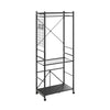 SoBuy | Wieszak na ubrania stojący czarny z półkami | Mobilny stojak na odzież na kółkach i haczykach | Metalowy regał loft do przedpokoju i garderoby | 70×38×175 cm | Nośność 40 kg | KLS22-SCH