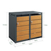 SoBuy | Obudowa kosza na śmieci 2x240L stalowa antracyt loft | Zabudowa śmietnika imitacja drewna Mülltonnenbox | Podwójna z kółkami i zamkami | 134×80×116 cm | OGS64-N