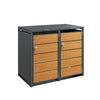 SoBuy | Obudowa kosza na śmieci 2x240L stalowa antracyt loft | Zabudowa śmietnika imitacja drewna Mülltonnenbox | Podwójna z kółkami i zamkami | 134×80×116 cm | OGS64-N