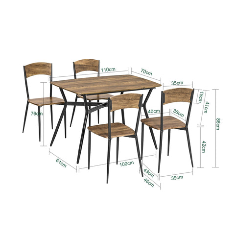 SoBuy Zestaw 1 Stół z 4 krzesłami do jadalni kuchni Restauracja OGT49-F